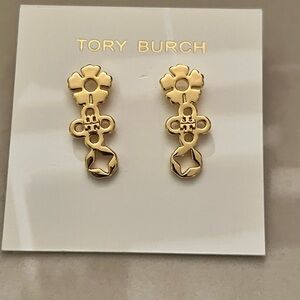 Tory Burch Gold Floral Drop Earrings